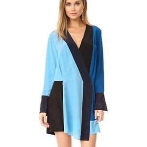 Diane Von Furstenberg wrap blue color block dress